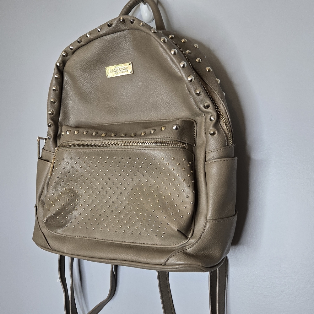 Bebe Y2k Mini Backpack Gray Faux Leather Metal Studs Mini Bag Adjustable Studded - Picture 5 of 12